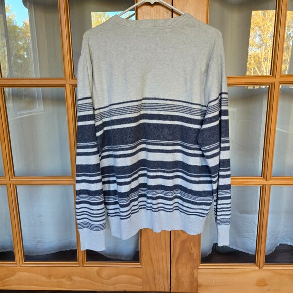 Express Women’s Sweater Gray Striped Pullover Long Sleeve Top XL 100% Cotton [B] - Picture 2 of 5